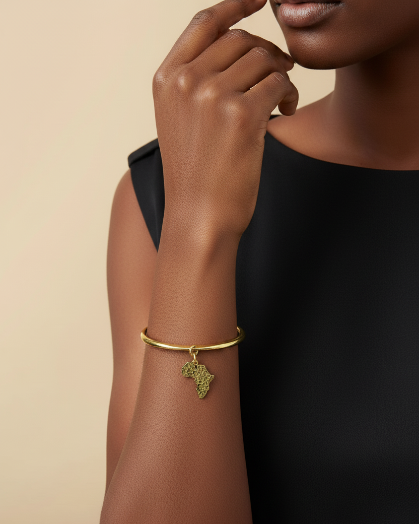 Africa Map Brass Bracelet