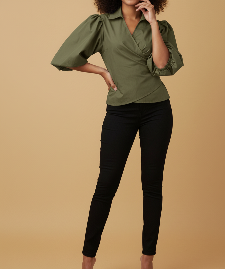 Mali 3/4 Bishop Sleeve Tie Top