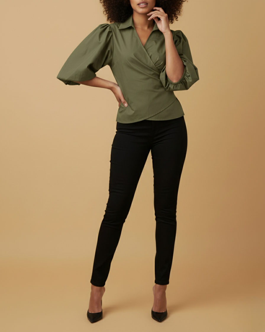 Mali 3/4 Bishop Sleeve Tie Top