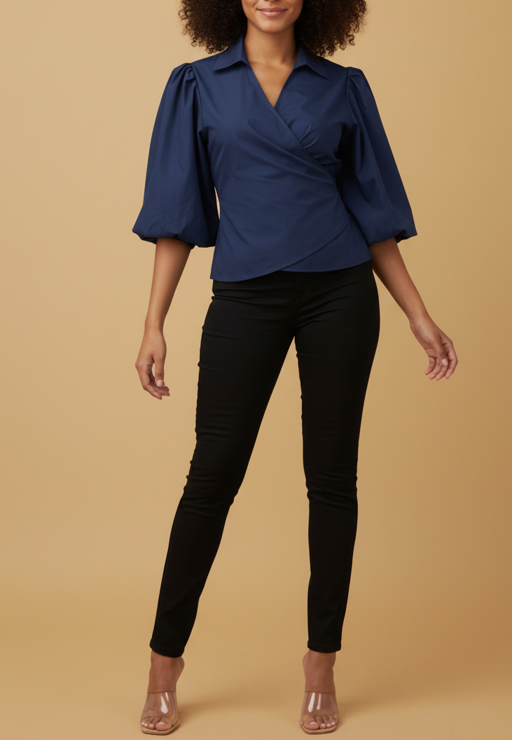 Mali 3/4 Bishop Sleeve Tie Top