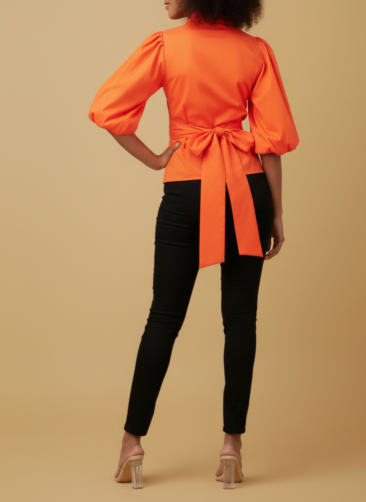 Mali 3/4 Bishop Sleeve Tie Top