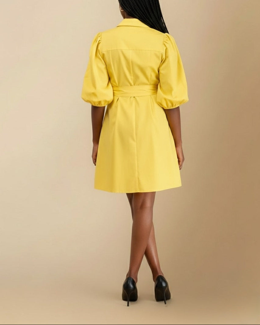 Bubble Sleeve Shirt Dress | Chic & Polished