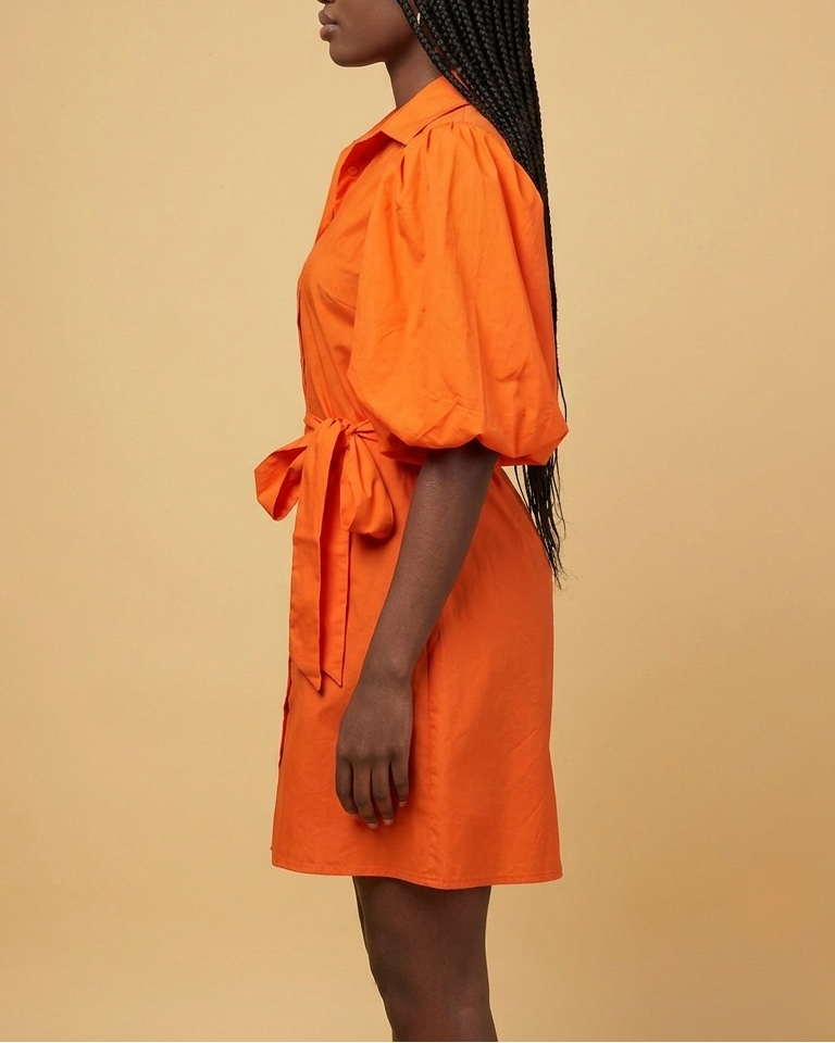 Bubble Sleeve Shirt Dress | Chic & Polished
