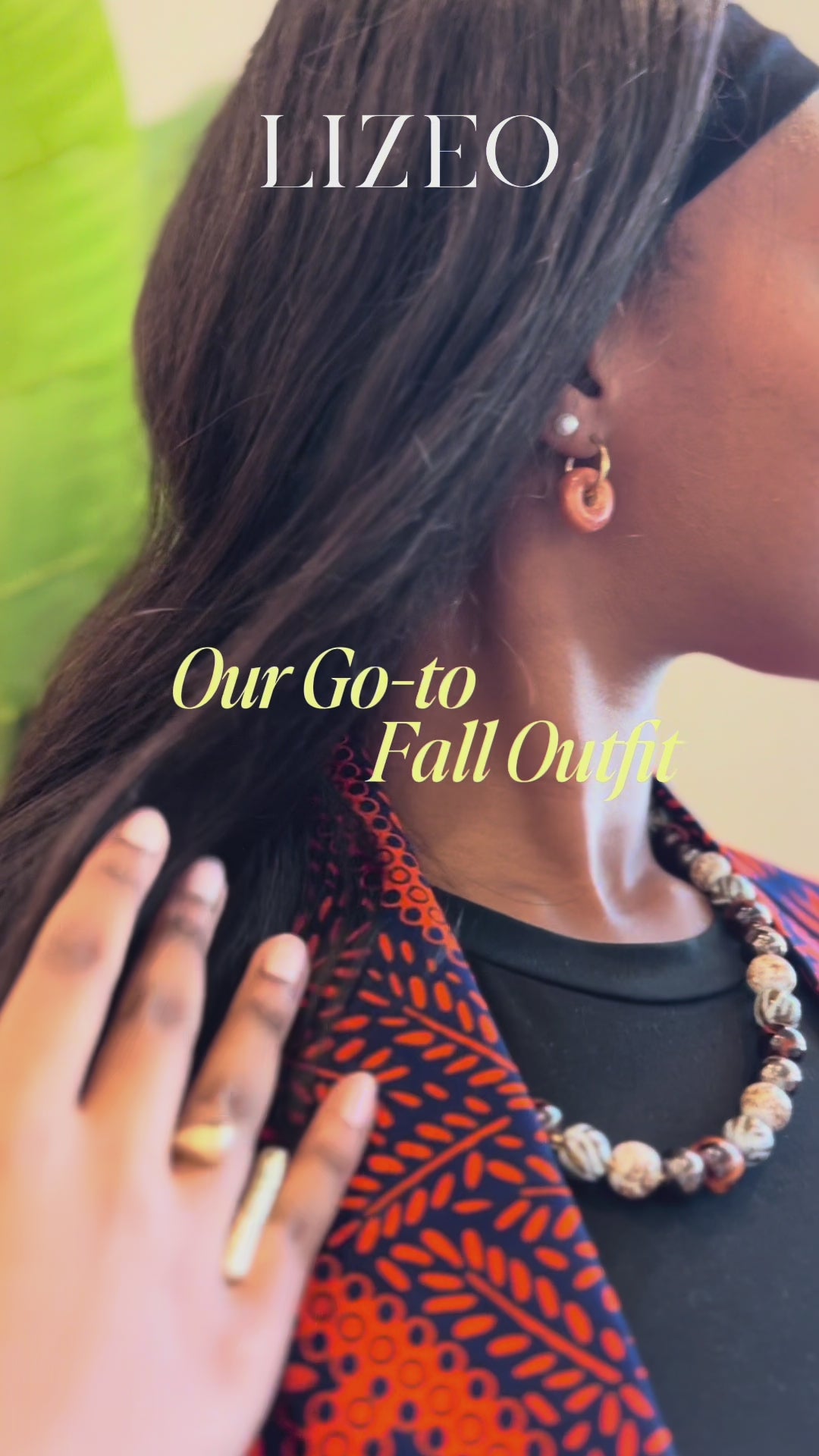 african-print-kimono-orange-navy-blue-video