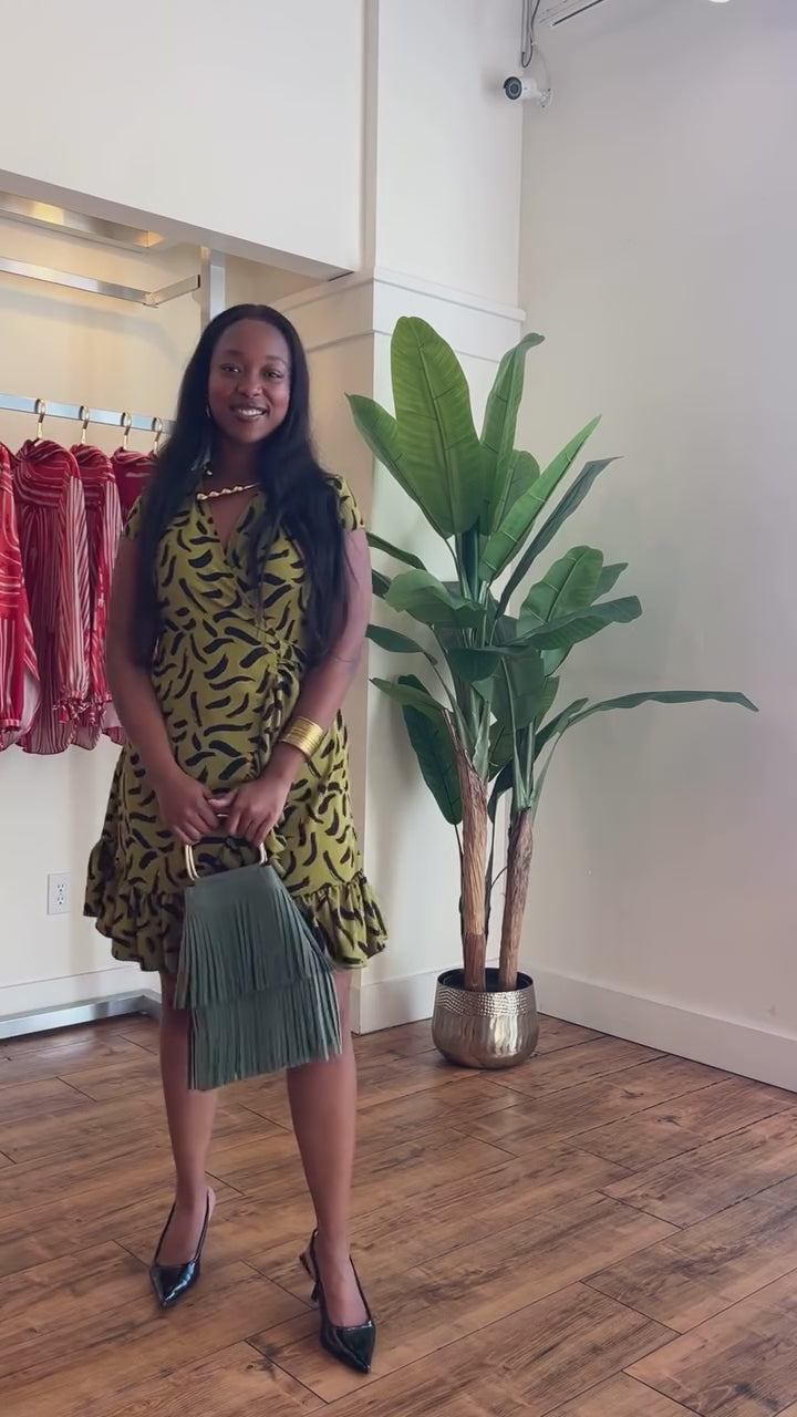 Nasinka Knee Length Printed Wrap Dress