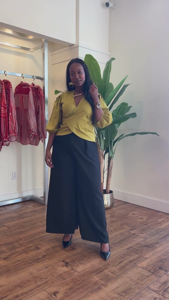 Puff Sleeve Wrap Top