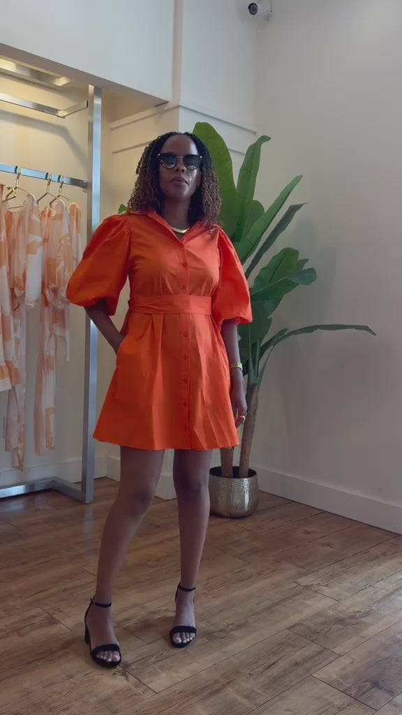 Bubble Sleeve Shirt Dress